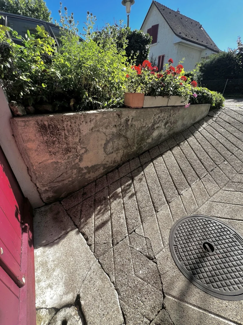 Gartenmauer und angrenzender Vorplatz nach der Reinigung